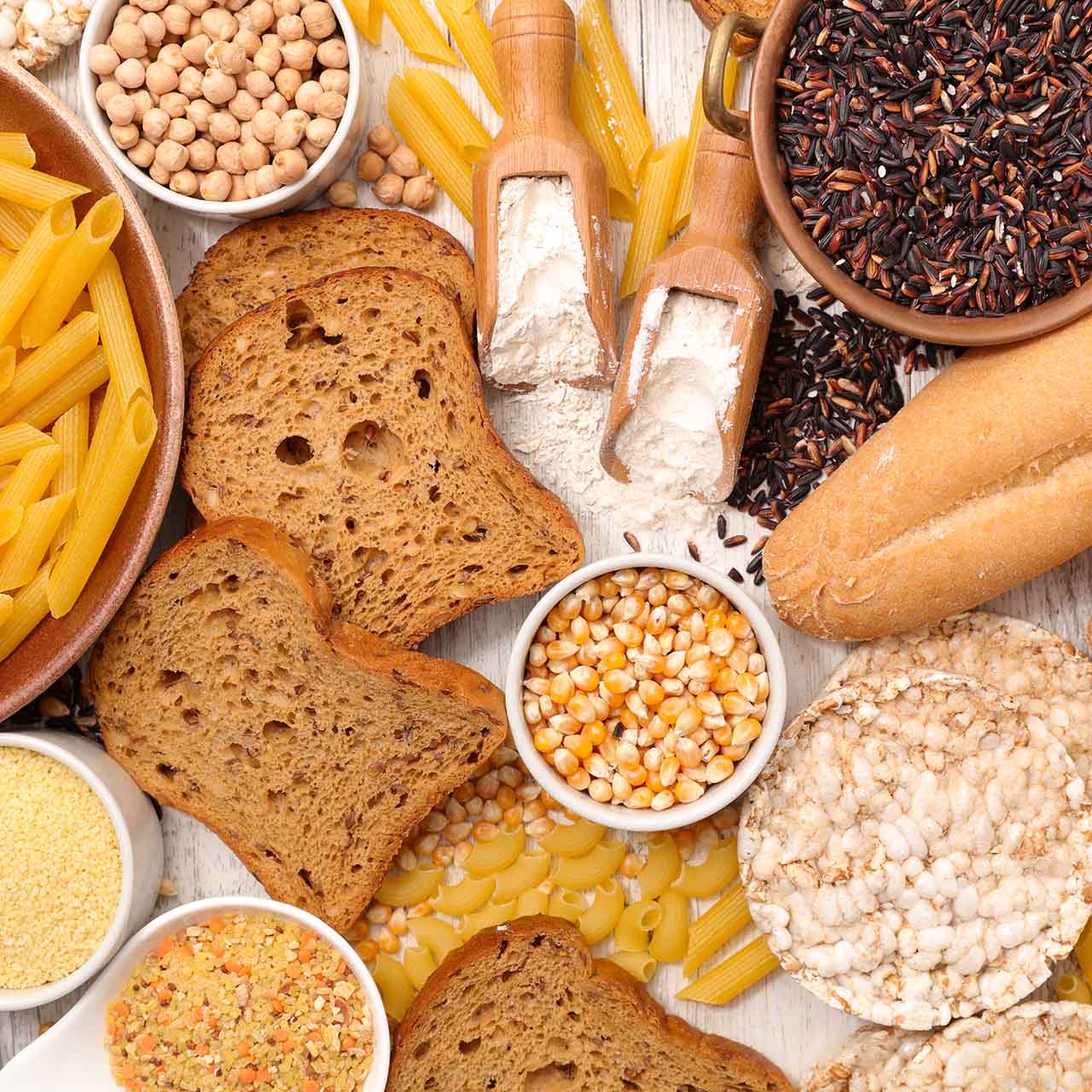 Prodotti farinacei, pane, cereali, pasta e mais